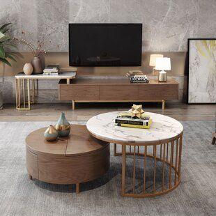 Nesting Coffee Side Tables Set Of 2 - Allure Box