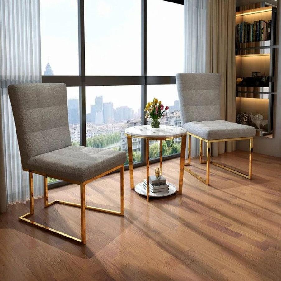Marble Round Side Table With Shelf - Allure Box