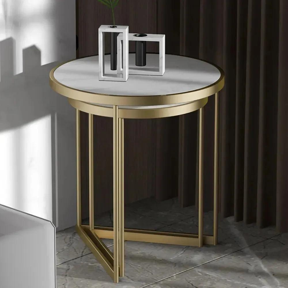Duo Golden Metal Nesting Side Tables - Allure Box