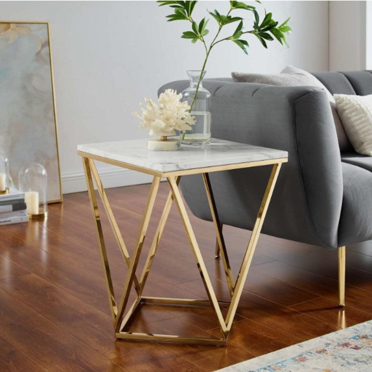 Side Table With Marble Top - Allure Box