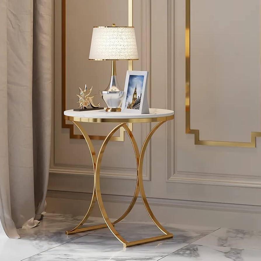 Unique Golden Metal Frame Side Table - Allure Box
