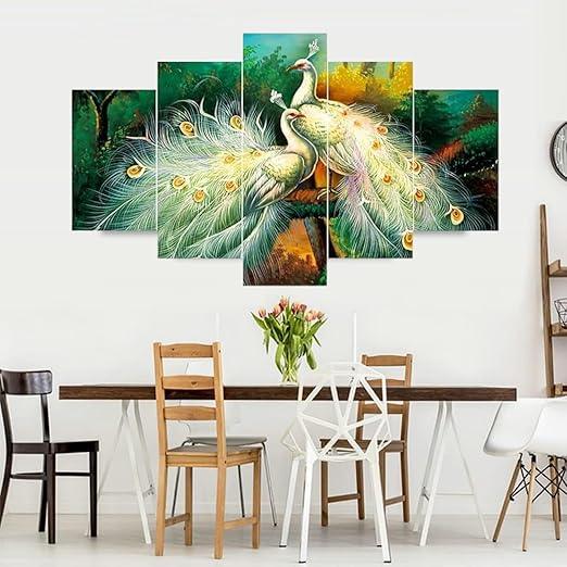 2 Beautiful White Peacocks Painting - Allure Box
