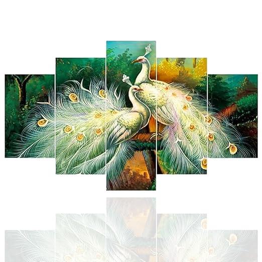 2 Beautiful White Peacocks Painting - Allure Box