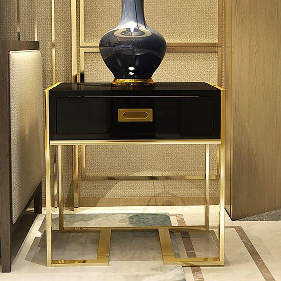 Ss Gold Bedside End Table - Allure Box