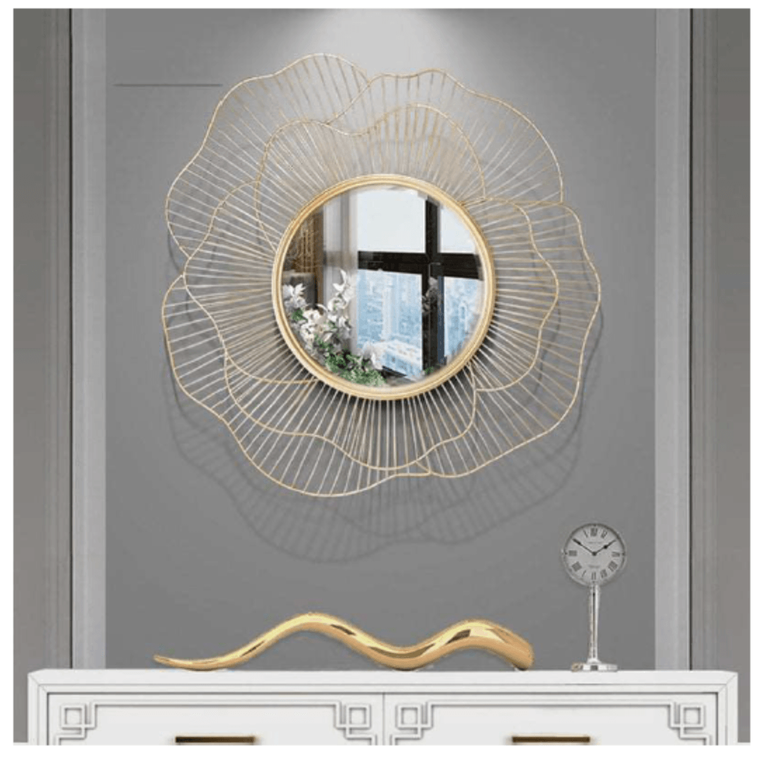 Newfangled Gold Wrought Iron Wall Mirror - Allure Box