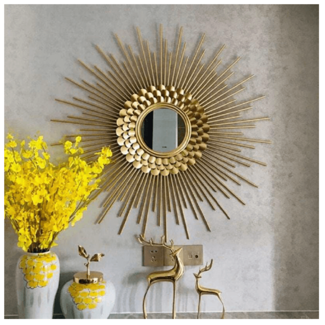 Ethereal Sunflower Designer Metal Wall Mirror - Allure Box