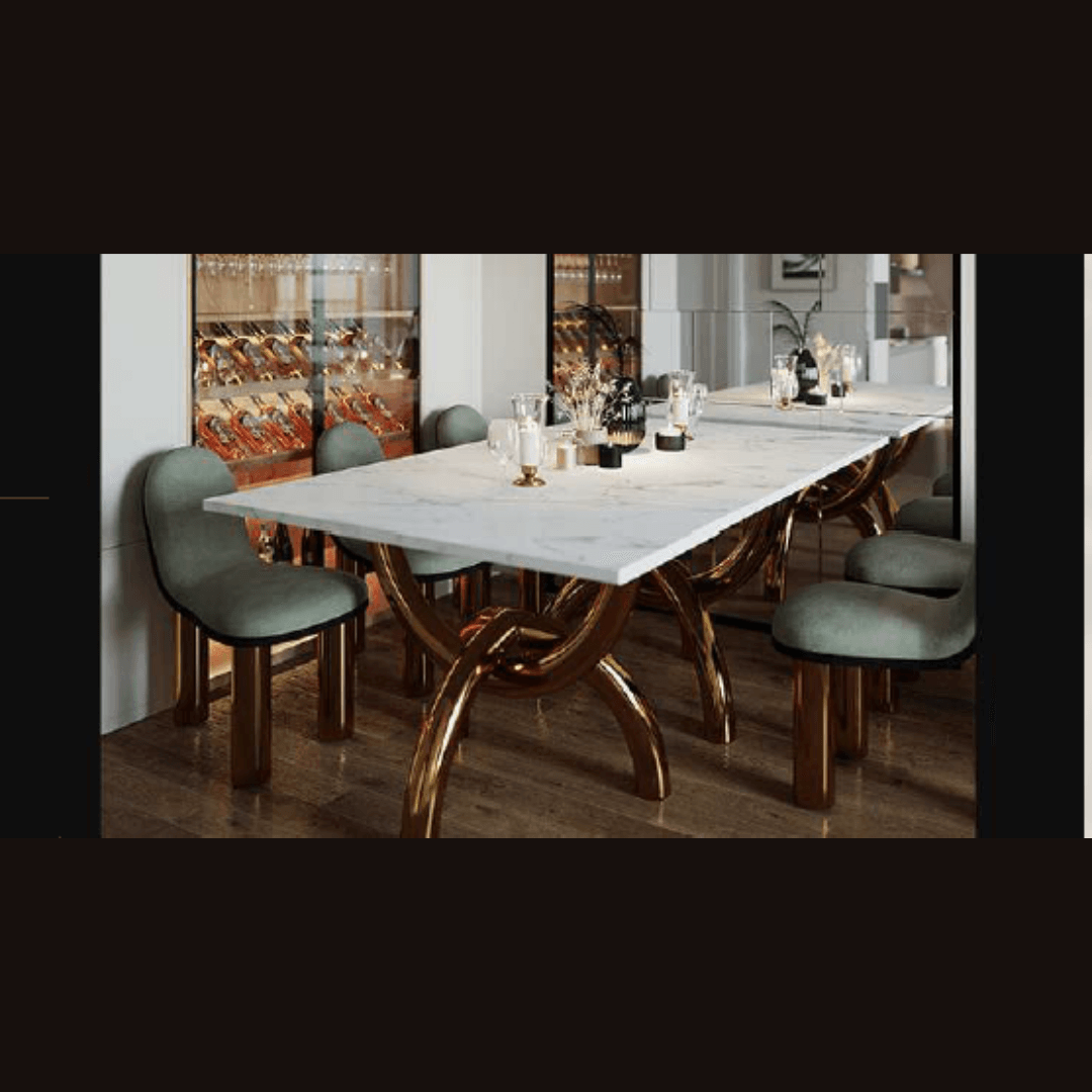 White Marble Top Dining Table Set - Allure Box