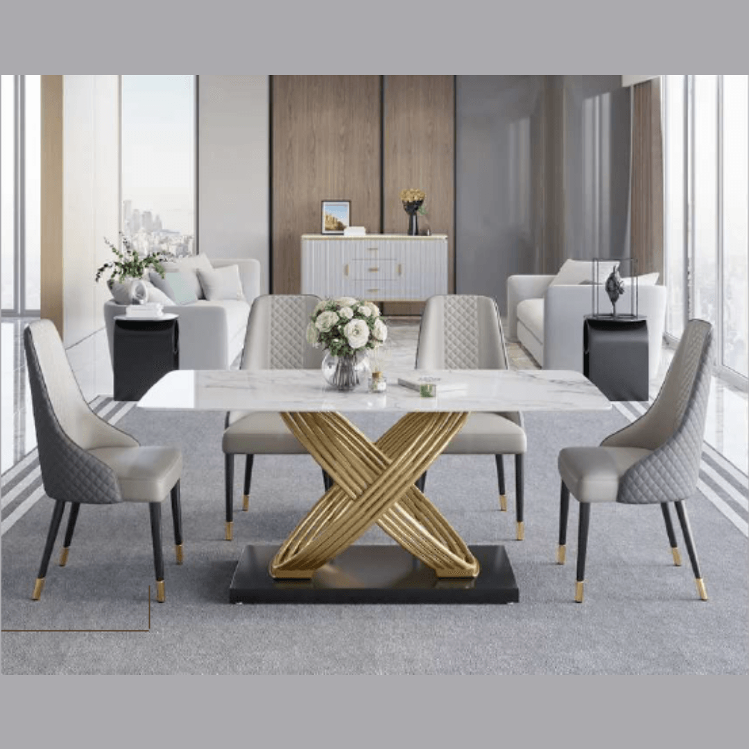 Marble Dining Table Rectangular Modern Minimalist Design (4 Seater) - Allure Box