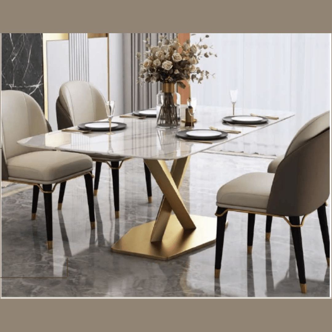 Cross Legs Dining Table (4 Seater) - Allure Box