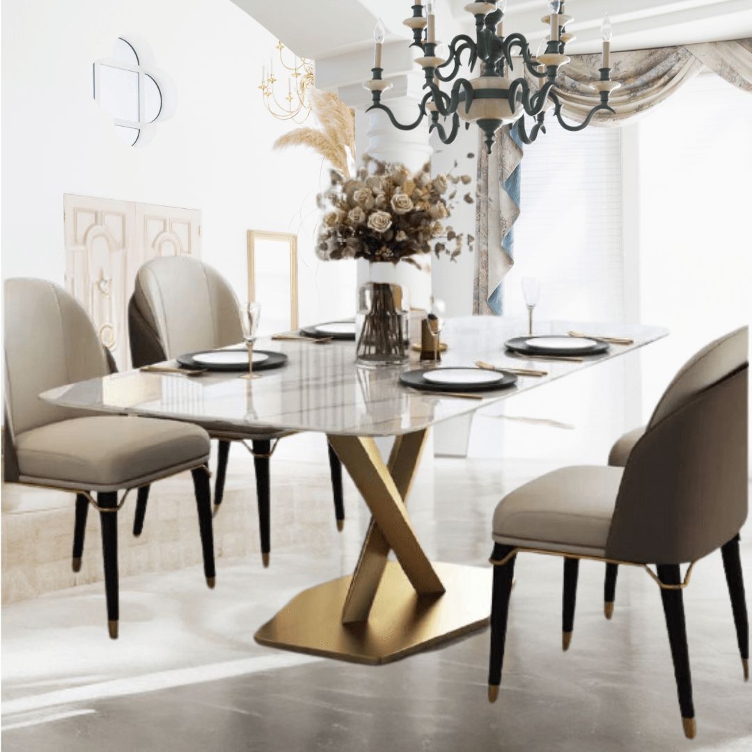 Cross Legs Dining Table (4 Seater) - Allure Box