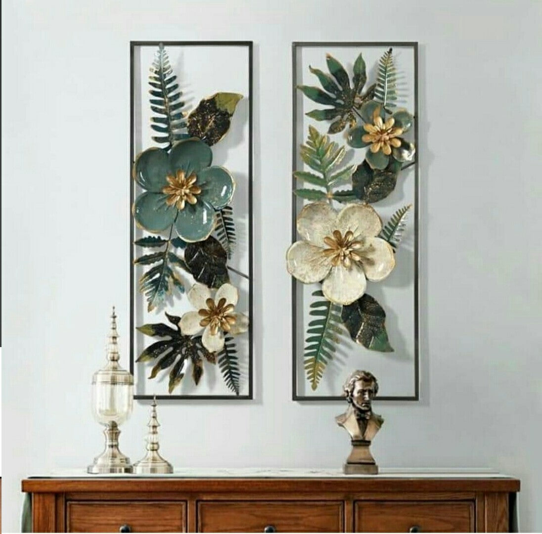 White N Green Panel Metal Wall Art - Allure Box
