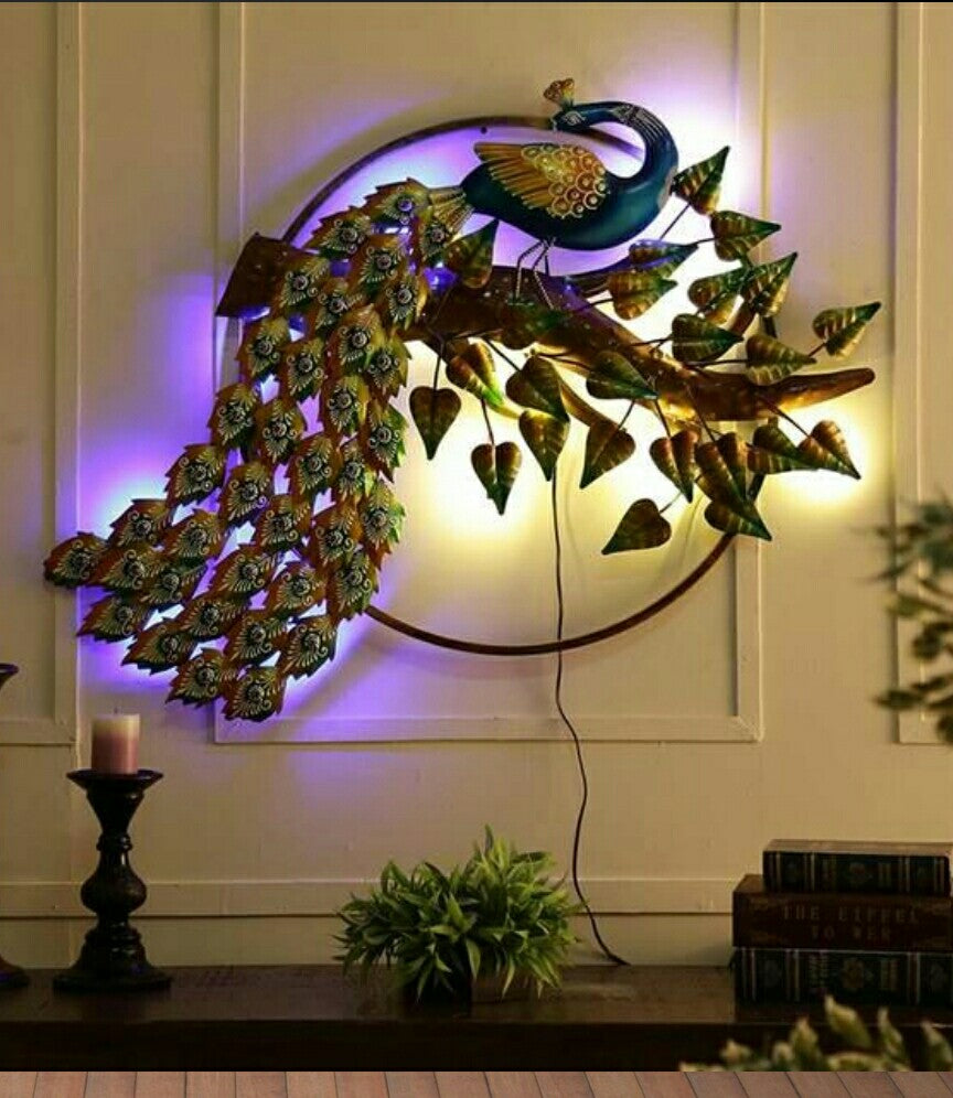 Peacock in Circle Metal Wall Art - Allure Box
