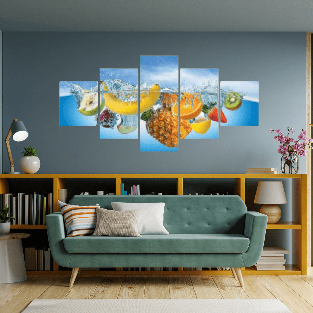 Fruits Splashing Into Water Split Art Painting - Allure Box