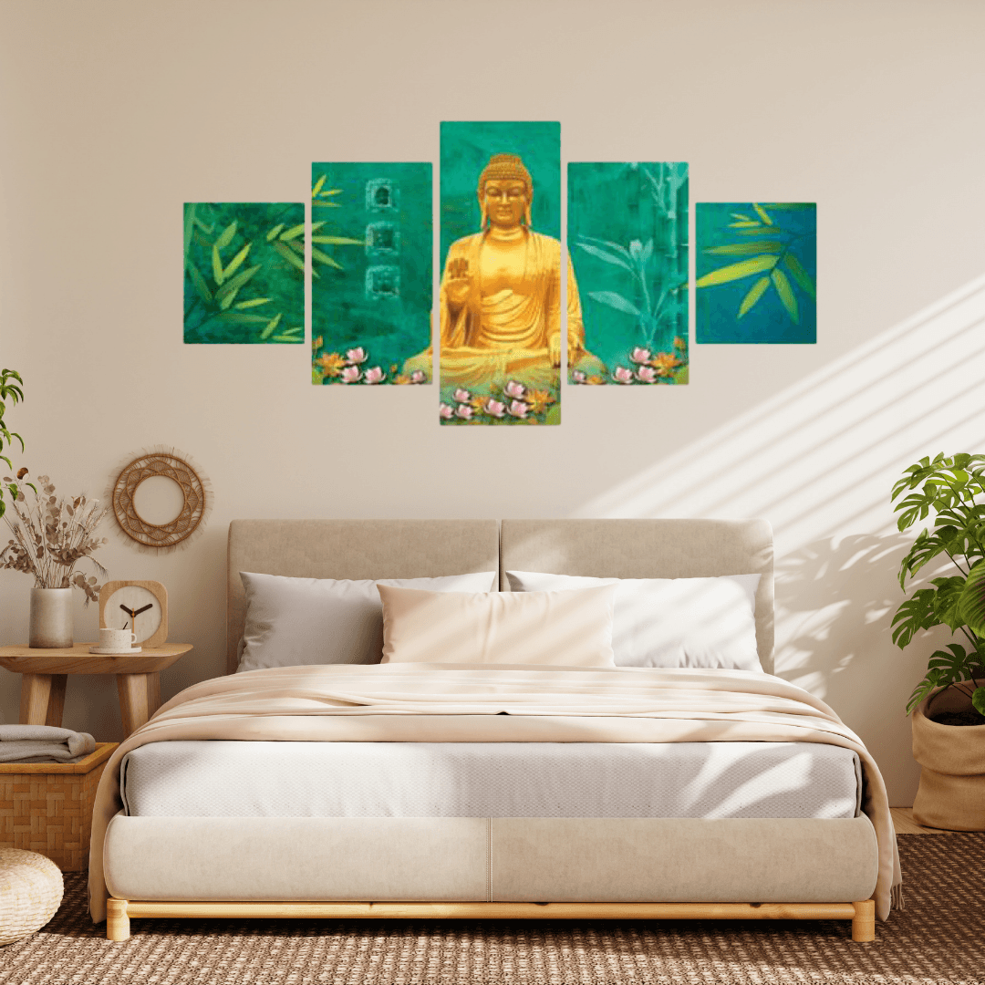 Lord Buddha Wall Painting Set Of 5 - Allure Box
