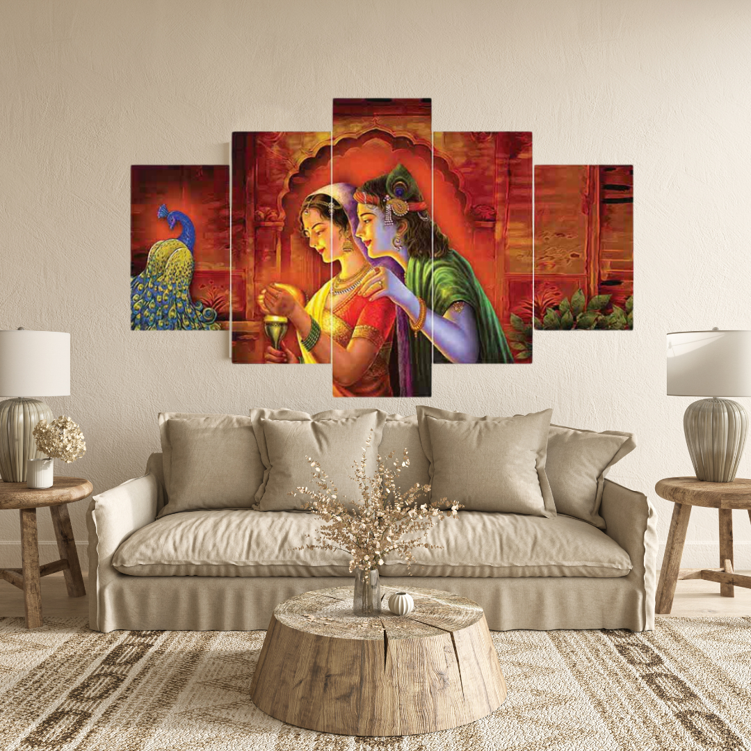 Radhe Krishna Wall Painting Set Of 5 - Allure Box