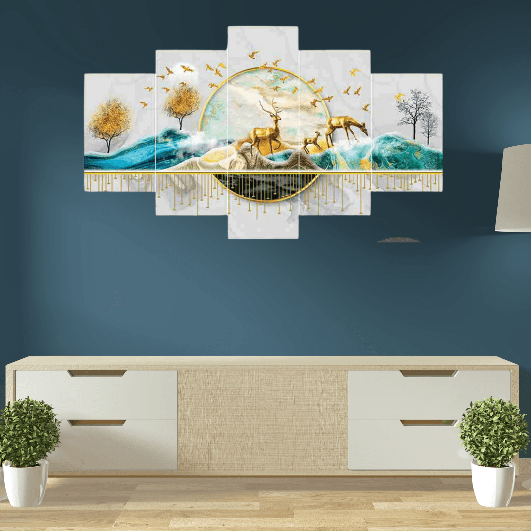 Deer With Natural Wall Painting - Allure Box