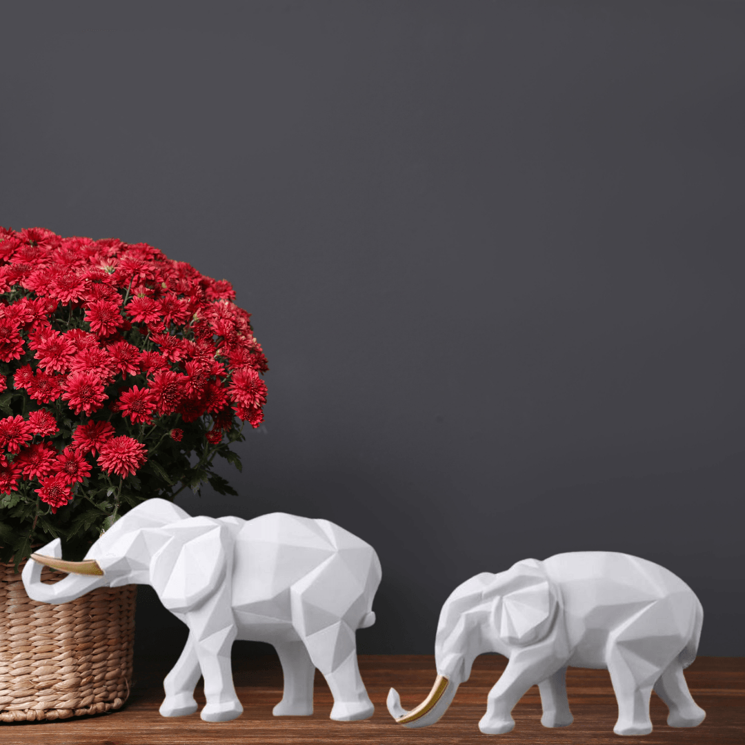 Elephant Figuring Set Of 2 Blue Sculpture - Allure Box