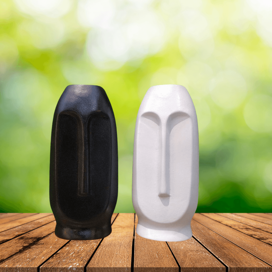 Glava Vaza Face Vase Set Of 2 Black & White - Allure Box