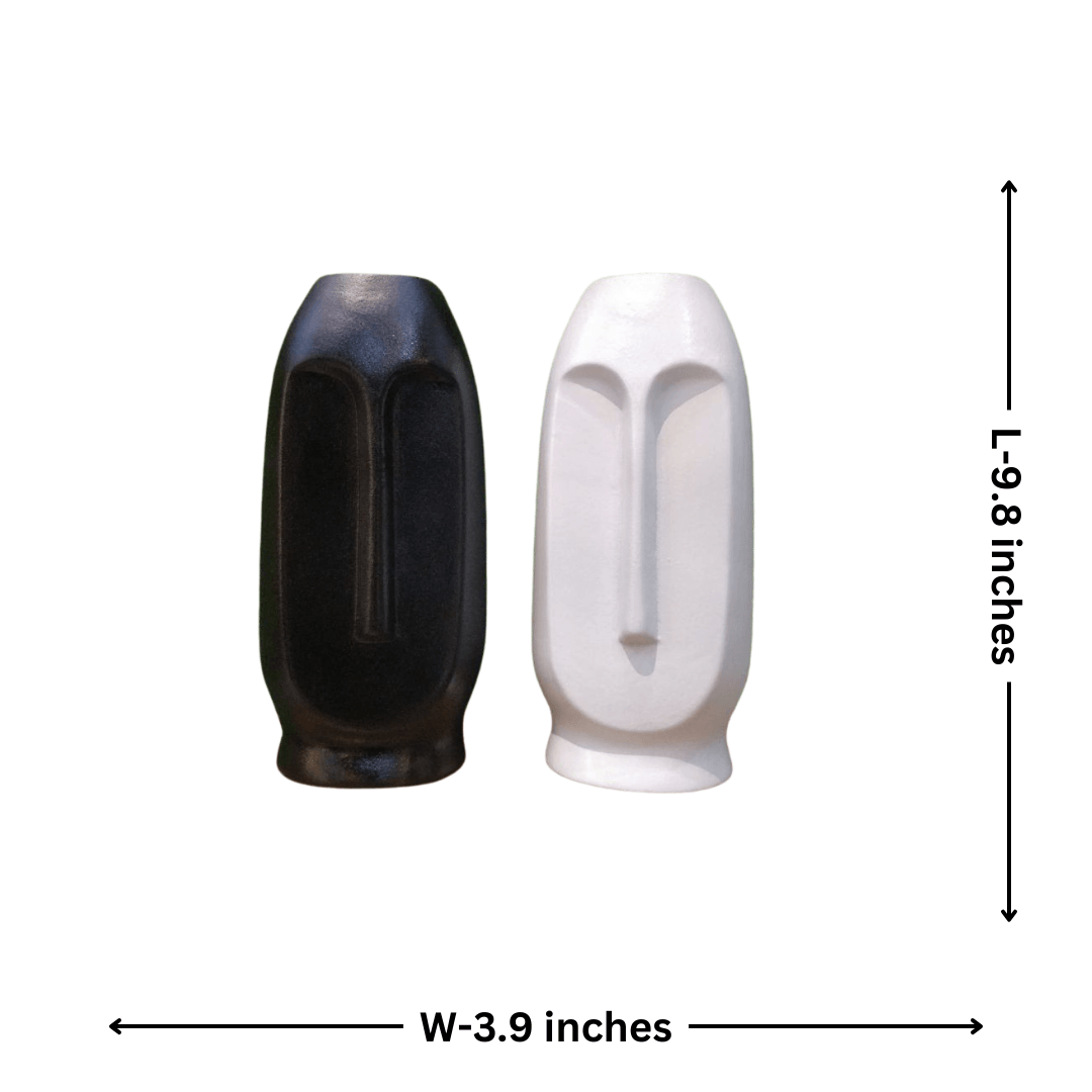 Glava Vaza Face Vase Set Of 2 Black & White - Allure Box