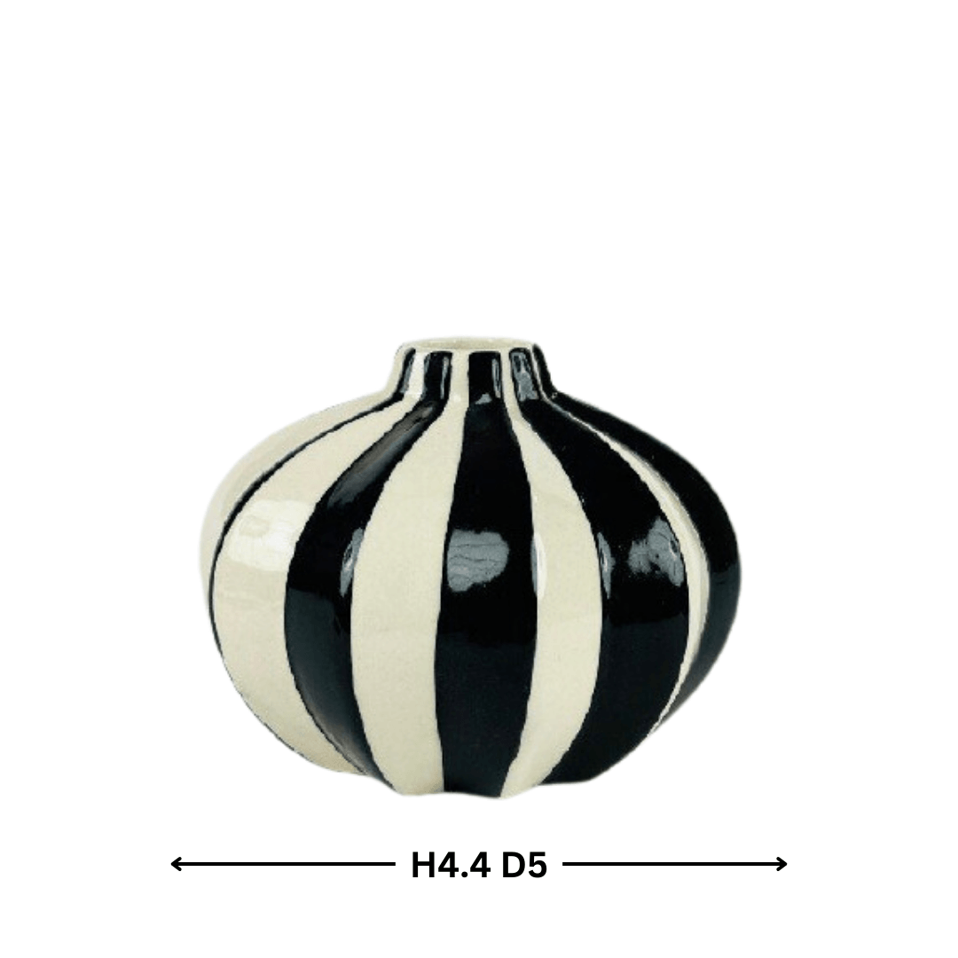 Modern Abstract Black and White Stripe Ceramic Vase - Allure Box