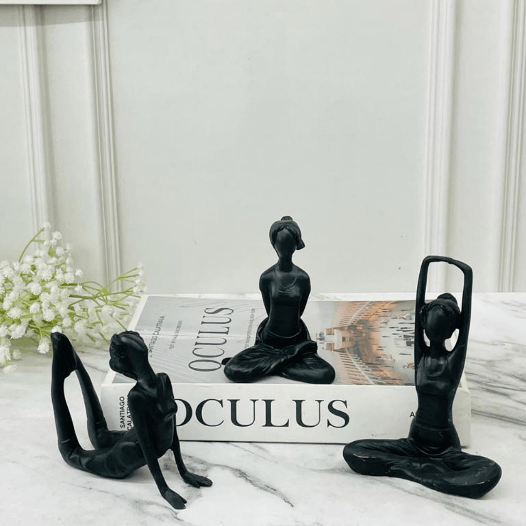 Abstract Yoga Spiritual Figurine Sculpture (Black & Golden) - Allure Box