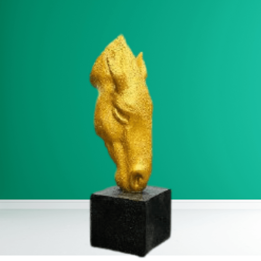 Horse Head Texture (Gold Texture) – Luxurious Horse Sculpture for Elegant Decor - Allure Box