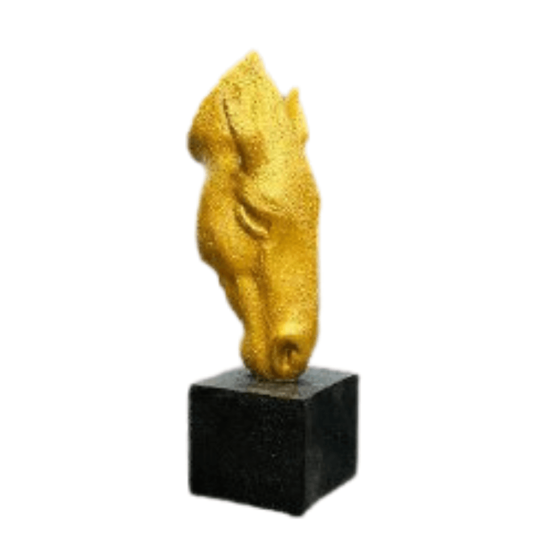Horse Head Texture (Gold Texture) – Luxurious Horse Sculpture for Elegant Decor - Allure Box