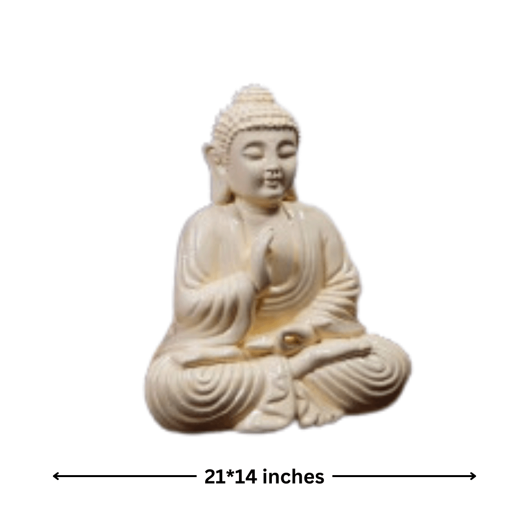 Tranquilin Buddha (Off White) – Serene & Elegant Buddha Sculpture - Allure Box