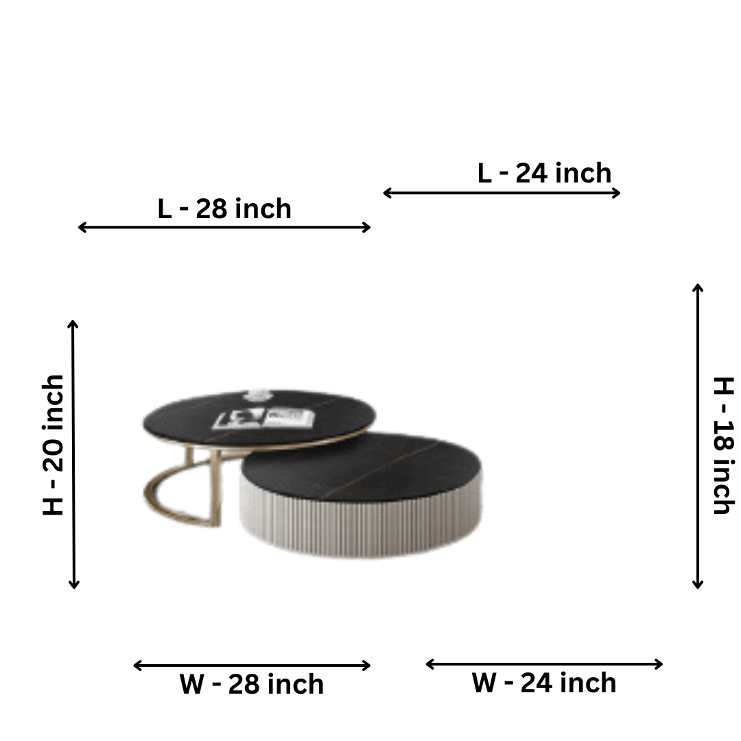 Round Sintered Stone Top Nesting Coffee Table - Allure Box