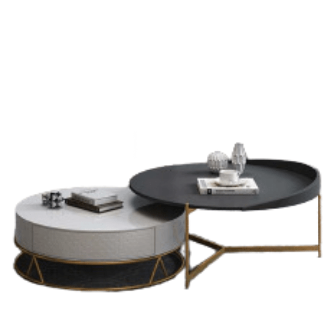 White & Black Round Metal Coffee Table - Allure Box