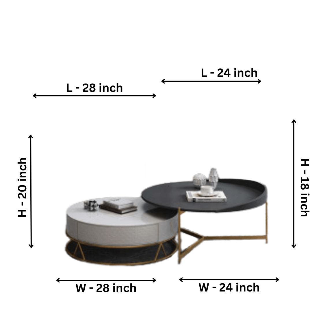 White & Black Round Metal Coffee Table - Allure Box
