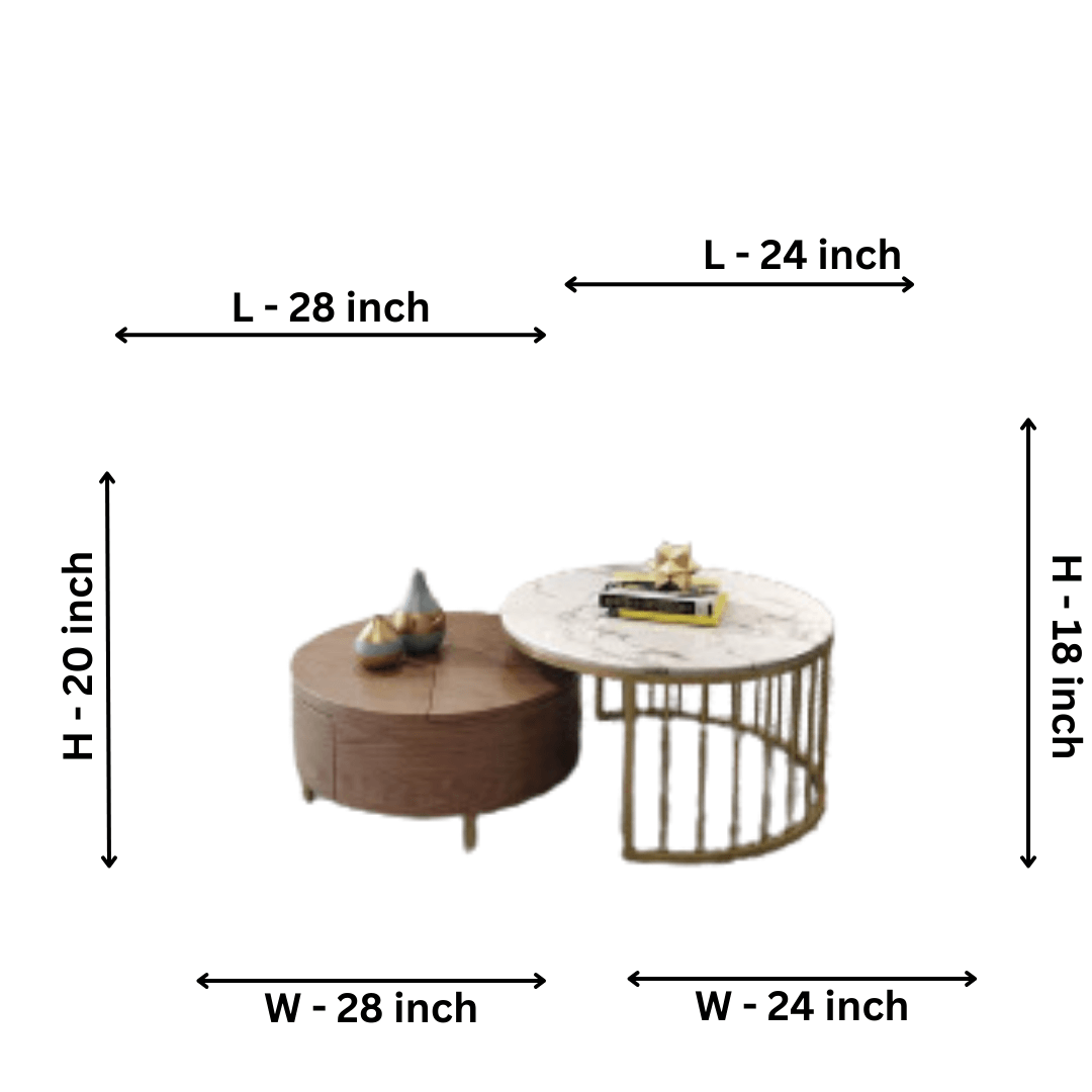 Nesting Coffee Side Tables Set Of 2 - Allure Box