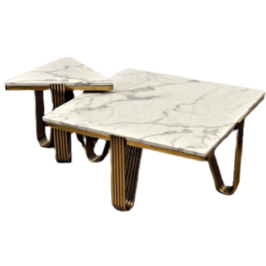 Stainless Steel Polished Golden Frame Center Table - Allure Box