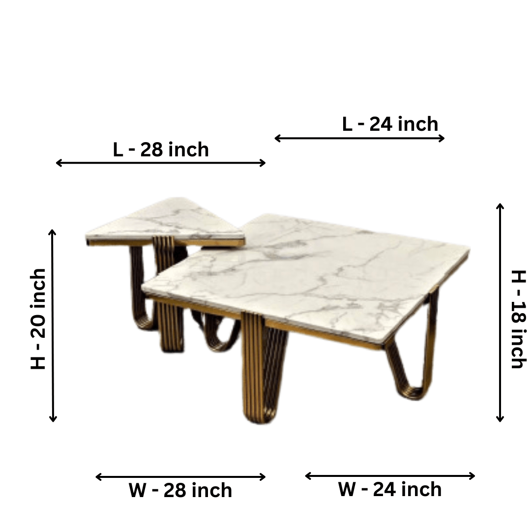 Stainless Steel Polished Golden Frame Center Table - Allure Box