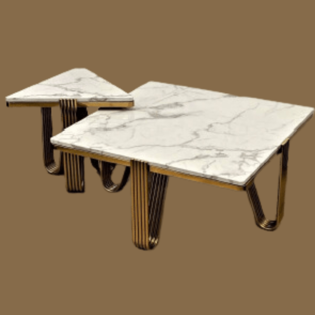 Stainless Steel Polished Golden Frame Center Table - Allure Box