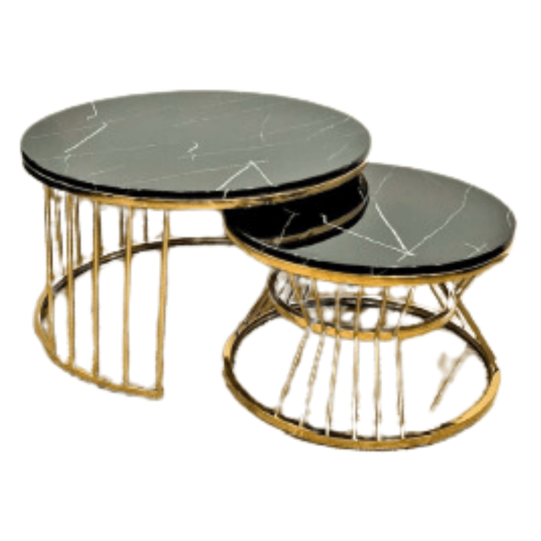 Black Round Nesting Centre Table - Allure Box