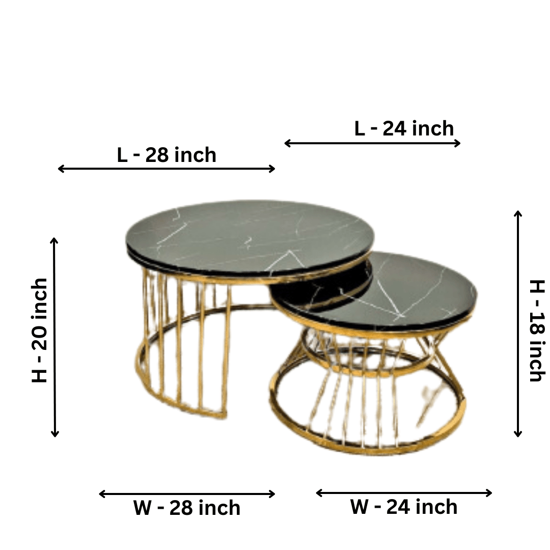 Black Round Nesting Centre Table - Allure Box