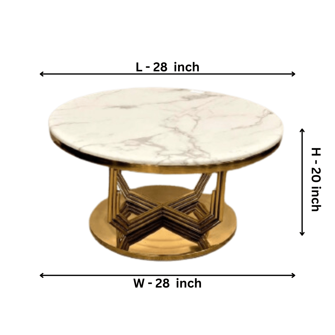 Round Stone Top Coffee Table - Allure Box