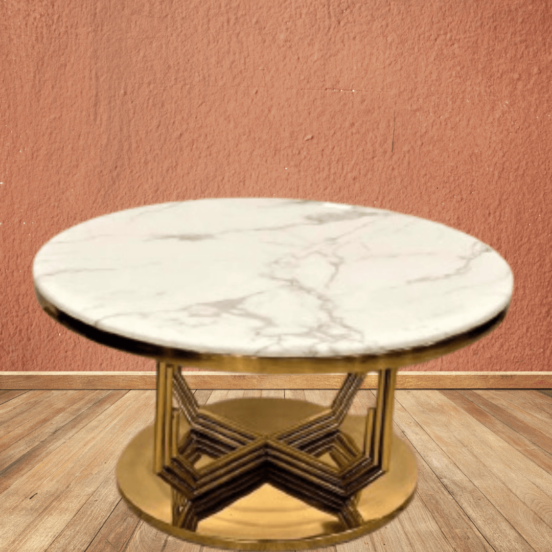Round Stone Top Coffee Table - Allure Box