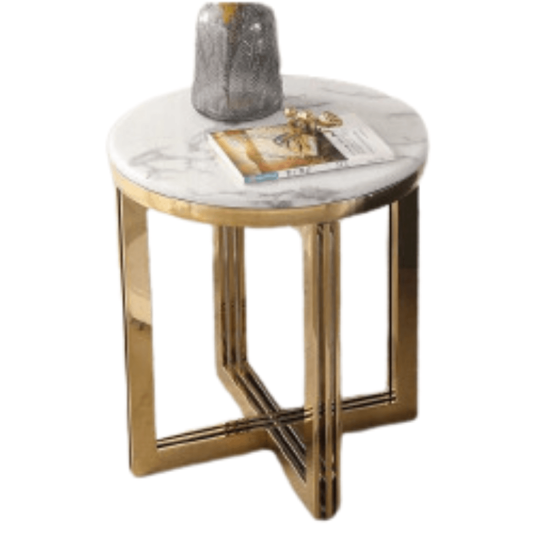 Modern Ss Gold Glossy Finish Side Table - Allure Box