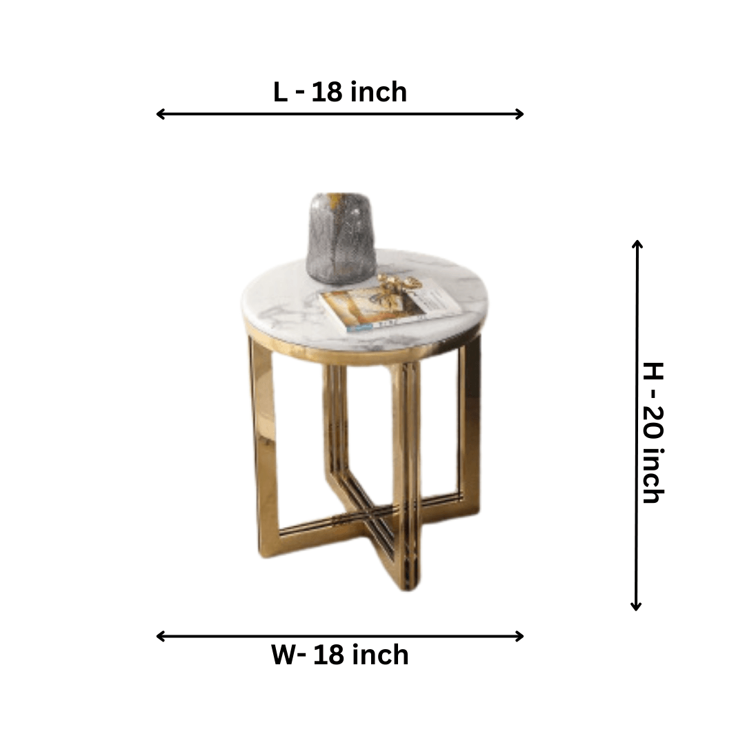Modern Ss Gold Glossy Finish Side Table - Allure Box