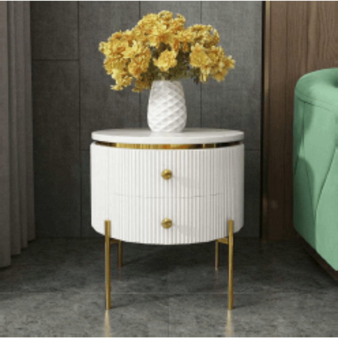 White Ss Corner Table With Storage - Allure Box
