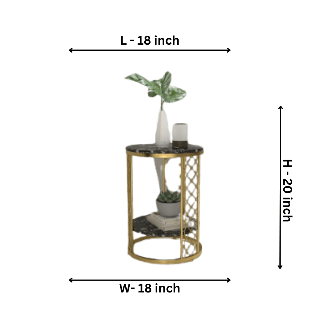Dual Marble Ss Golden Corner Table - Allure Box