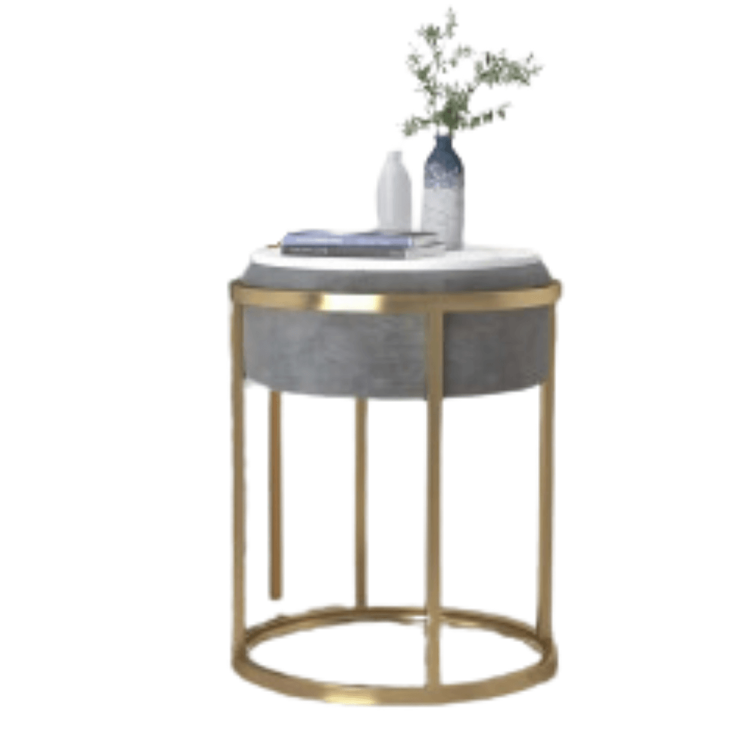 Gray Round Sintered Stone Side Table - Allure Box