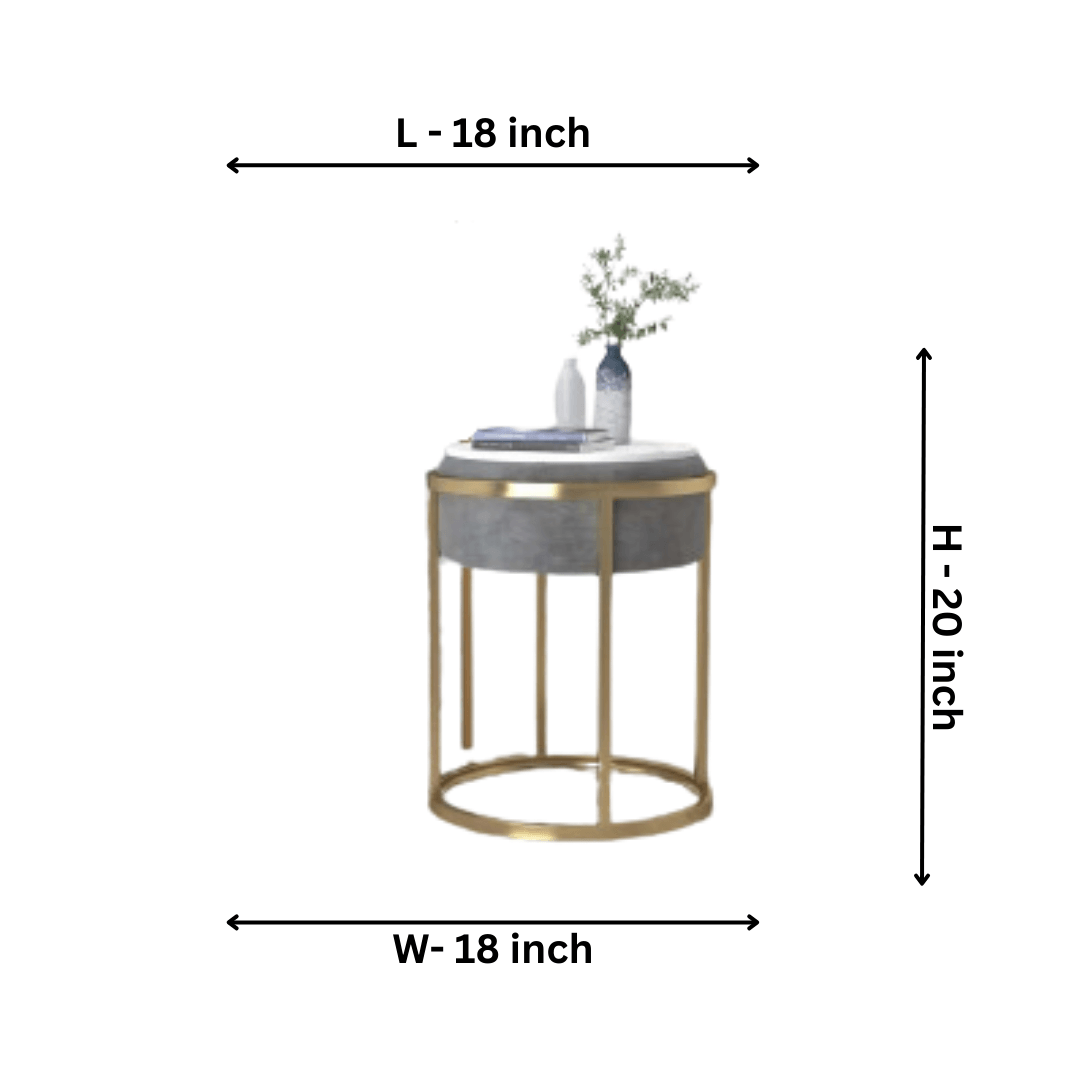 Gray Round Sintered Stone Side Table - Allure Box