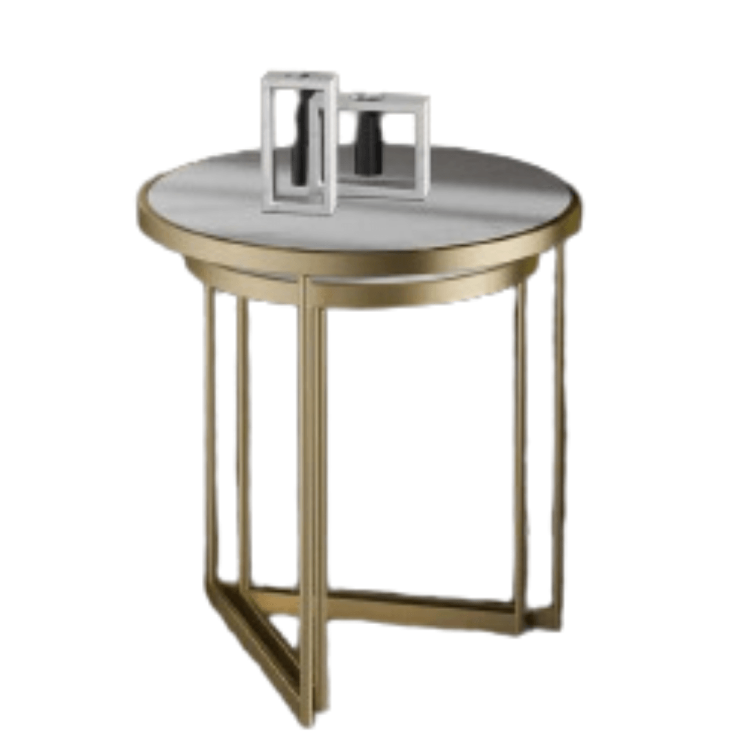Duo Golden Metal Nesting Side Tables - Allure Box