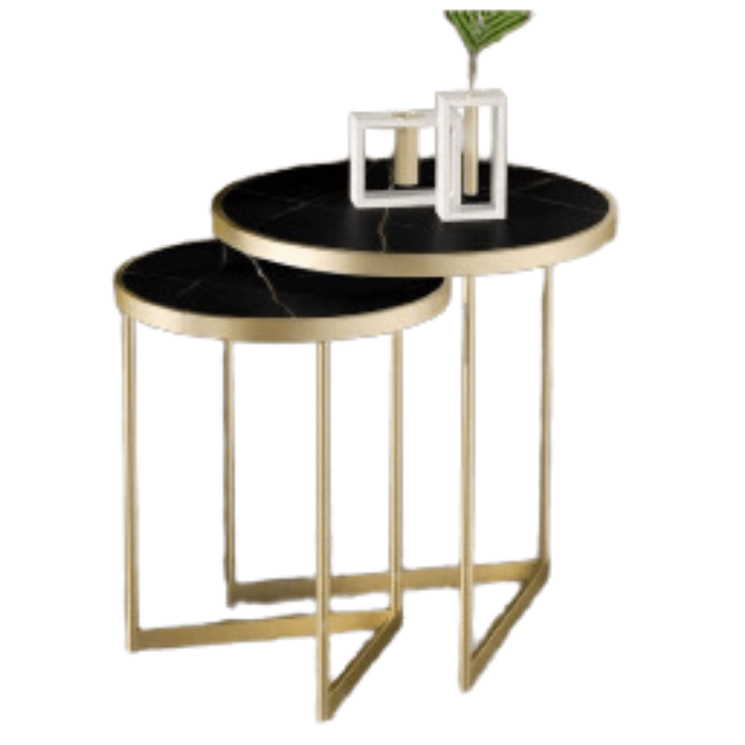 Black Top Duo Golden Metal Nesting Table - Allure Box