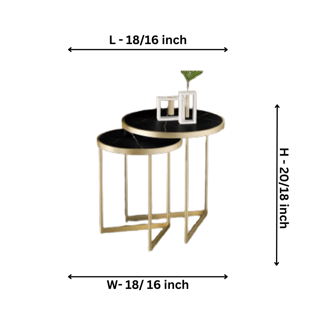 Black Top Duo Golden Metal Nesting Table - Allure Box