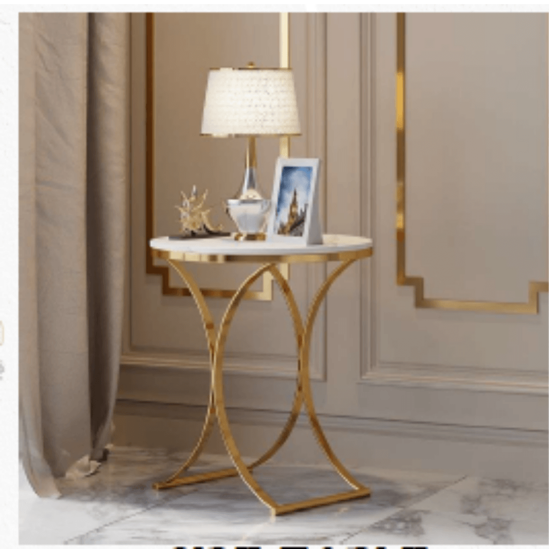 Unique Golden Metal Frame Side Table - Allure Box