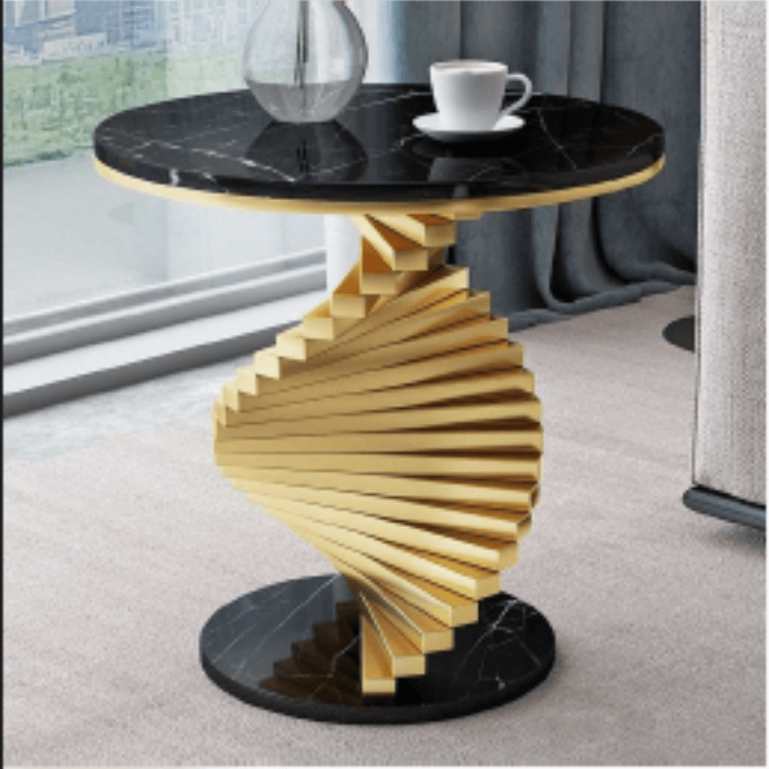 Modern Twisted Steps Black Side Table - Allure Box